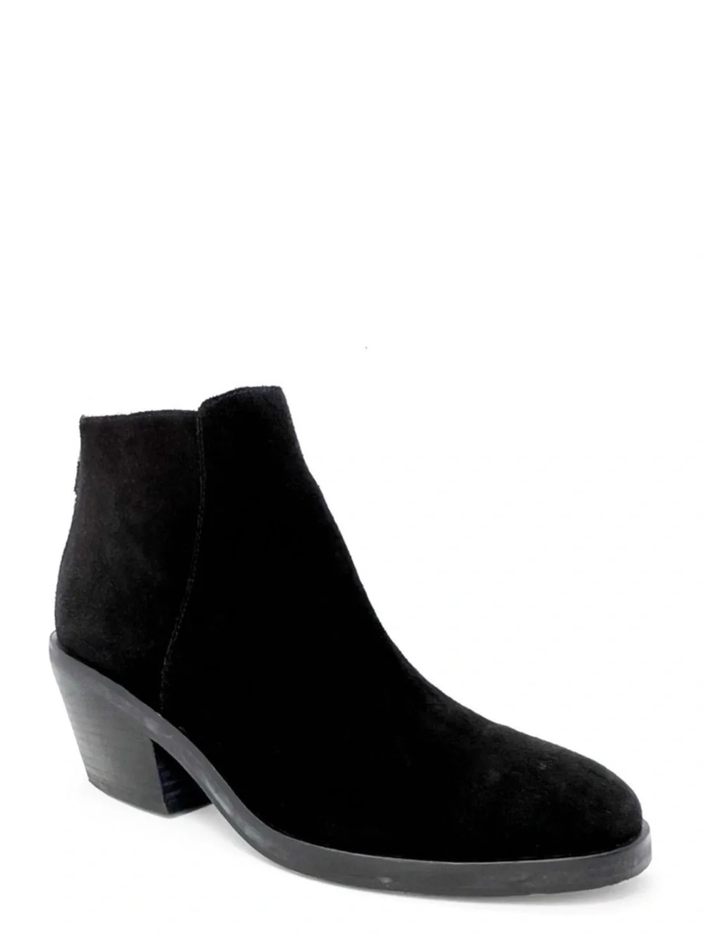 Eileen Fisher Rove Ankle Boots Black Suede Size 8.5 Block-Heel Zip Booties EUC